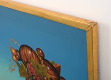 Load image into Gallery viewer, Detail of frame:Xavier Esqueda (b.1943 - ) Contemplation of Nature, 1972 Mexican; Oil on Canvas 46.50 x 38.50 inches- Unframed 49 x 41.50 inches- With Frame Xavier Esqueda was born in Mexico City in 1943. Esqueda is known for his figurative and surrealist paintings and sculptures filled with anthropological elements that recall the native religiosity of Mexico and idiosyncrasy of past and present Mexico. Available at Manolis Projects Gallery