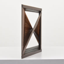 Load image into Gallery viewer, Back Angled View:DeWain Valentine Open Diamond Hyperbolic, American; Glass 18 x 34.50 x 7.25 inches Valentine’s works are semi-transparent, minimalist sculptures that give physical form to light and atmosphere. His works are characterized by sleek surfaces, translucence, and hues that shift in the light. Available at Manolis Projects Gallery, Miami, FL