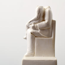 Load image into Gallery viewer, Side 2:Tom Otterness (b.1952-) Father and Daughter, 1979 Cast Hydrocal on Marble base 6.75h x 3w x 3d inches Edition of 59 of 250 Otterness is described as “the world’s best public sculptor” by New York Times art critic, Ken Johnson, Otterness' works are easily recognizable for its unique, cheerful and cartoonish figures, that are used to address issues of gender, class and race.Available at Manolis Projects Gallery