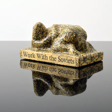 Load image into Gallery viewer, Tom Otterness (b.1952-) We Should Work with the Soviets to Avoid Nuclear War, 1982 Papier Mache over Cast Plaster 3.25h x 6w x 3.5d inches Otterness is described as “the world’s best public sculptor” by New York Times art critic, Ken Johnson, Otterness' works are easily recognizable for its unique, cheerful and cartoonish figures, that are used to address issues of gender, class and race. Available at Manolis Projects Gallery