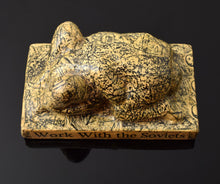 Load image into Gallery viewer, Top:Tom Otterness (b.1952-) We Should Work with the Soviets to Avoid Nuclear War, 1982 Papier Mache over Cast Plaster 3.25h x 6w x 3.5d inches Otterness is described as “the world’s best public sculptor” by New York Times art critic, Ken Johnson, Otterness' works are easily recognizable for its unique, cheerful and cartoonish figures, that are used to address issues of gender, class and race. Available at Manolis Projects Gallery