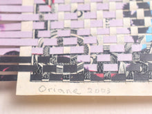 Load image into Gallery viewer, Signature:Oriane Stender (b.1960-) Liz Liz Dollar, 2003 Mixed-media, Dollar Bill and paper 3.5 x 6 inches Framed Dimensions: 9 x 11 inches; Available Manolis Projects Gallery