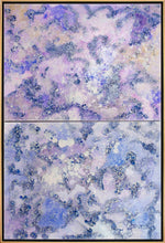 Load image into Gallery viewer, Jill Krutick Petals, 2017 Acrylic on canvas, 48 x 72 inches in 2 panels, 48 x 36 inches each. Sold Framed: 50 x 74 inches Jill Krutick is a contemporary abstract expressionist whose paintings trace the artist’s joyful path of self-discovery and creative exploration. Using only texture, form, and color, the artist suggests the intense beauty and constant flux of nature: galaxies, skies, blossoms, and tides. Influenced by modern and contemporary masters such as Van Gogh, Monet, and Rothko, Krutick combin