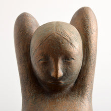 Load image into Gallery viewer, Detail Head:Front side:Hugo Robus (1885-1964) Untitled Cast Bronze Sculpture 32h x 17w x 9.5d inches Hugo Robus is a National Academician and sculptor from Cleveland, OH. Robus, briefly concentrated on cubist painting until 1920, when he changed his focus primarily to sculpting. Available at Manolis Projects Gallery