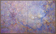 Load image into Gallery viewer, Framed:Jill Krutick (B. 1962 - ) Looking Glass, 2017 Acrylic on canvas, 60 x 96 inches; 2 panels, 60 x 48 inches each. Framed: 62 x 98 inches An ethereal interpretation of a “Looking Glass” gives the impression of peering into an infinite explosion of color. The ribbons of metallic pigments simulate the illusion of a multi-dimensional space, attempting to create a curious, dream-like experience of traveling between worlds. at Manolis Projects gallery