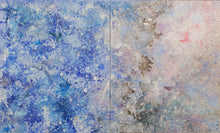 Load image into Gallery viewer, Unframed:Jill Krutick (B. 1962 - ) Dreamscape Surprise, 2016 Acrylic on Canvas72 x 120 inches in 2 panels, 72 x 60 inches each. Framed: 74 x 122 inches With pigments that appear to melt and billow across the canvas, this work depicts the dynamic forces that define the unparalleled powers of the ocean.This is large abstract painting in Blue and white and pink. Manolis Projects gallery in Miami, FL