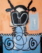 Load image into Gallery viewer, Argentinian artist Fernanda Lavera, Hombre con Mascara de Torro, 2021, Acrylic, Marker and Spray Paint on canvas, 60 x 48 inches, graffiti and street art at manolis projects gallery, Miami