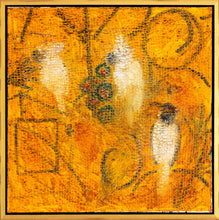 Load image into Gallery viewer, Framed image of Hunt Slonem’s cockatoo oil painting “Haitian Rope,”  painted in 1993 in oil paint on canvas measuring 37 x 37 inches. Framed wall art by Hunt Slonem for sale at Manolis Projects gallery.