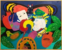 Load image into Gallery viewer, Framed: Hunt Slonem (b. 1951-), King, 1979, Oil on canvas, 48 x 60 inches. Hunt Slonem's paintings are at once vibrant, energetic and colorful Slonem creates exotic forms with expressive brushstrokes that are full of intense color, loosely inspired by artists of the German Expressionism movement such as Ernst Ludwig and Emil Nolde.Available at Manolis Projects Gallery