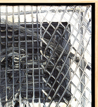 Load image into Gallery viewer, Close up image of the frame corner of Hunt Slonem’s black and white parrot oil painting “Untitled (Black & Grey Parrot),” painted in 1991 in oil paint on canvas measuring 24 x 18 inches. Wall art by Hunt Slonem for sale at Manolis Projects gallery.