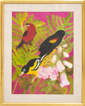 Load image into Gallery viewer, Framed:Hunt Slonem Red Tangiers, 1982 Oil on paper 23.25 x 17 inches Hunt Slonem's paintings are at once vibrant, energetic and colorful, yet also deeply spiritual and contemplative. The artist creates exotic forms with expressive and highly textural brushstrokes that are full of intense color, loosely inspired by artists of the German Expressionism movement. Available at Manolis Projects Gallery