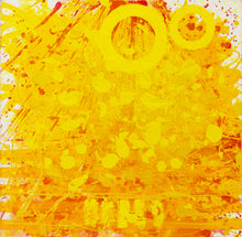 Load image into Gallery viewer, J. Steven Manolis, Sunshine (24.24.01), 2020, acrylic and latex enamel on canvas, 24 x 24 inches, Sunshine art, Yellow Abstract Art for Sale at Manolis Projects Art Gallery, Miami Fl