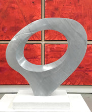Load image into Gallery viewer, Miles Slater (b.1944 - ) Oculus I (Large), 2015 Bardigilo Marble with White Granite base Oculus: 32 x 6 inches; Base size: 18 x 4 x 8 inches; Available at Manolis Projects Gallery
