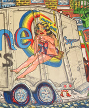Load image into Gallery viewer, Red Grooms, Truck II, Close up of left side,1979, 25 x 62 inches, 13 color lithograph with screenprint, Red Grooms Art for sale at Manolis Projects Art Gallery, Miami, Fl