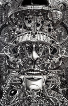Load image into Gallery viewer, Samuel Gomez Decrypted Savants, 2014 Graphite and Ink on paper 72 x 48 inches ‘Decrypted Savants’ is a surreal graphic satire meant as a commentary on the negative effects, rise and threat of artificial intelligence (AI ) and the subsequent fall of human superiority. at Manolis Projects gallery in Miami, FL