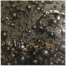 Load image into Gallery viewer, Samuel Gomez (b.1975-) The Glib Scouring, 2017 Acrylic, Charcoal and Ink on canvas 72 x 72 inches.‘The Glib Scouring’ is a commentary perceiving the forces of nature and how the Earth’s indifference prioritizes its own equilibrium to protect itself from its main oblivious enemy ‘us’.Natural disasters, viruses and famine become inescapable evils in the cyclic game of population control. Available at Manolis Projects Gallery
