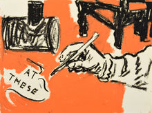 Load image into Gallery viewer, Panel B:Tony Bevan (b.1951-) Air Fist (Part A, B,C), 1983 Oil Stick on paper Triptych: 18 x 60 inches Each Sheet: 24 x 18 inches. For Sale at Manolis Projects Gallery