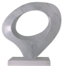Load image into Gallery viewer, Miles Slater (b.1944 - ) Oculus I (Large), Modern Marble Sculpture, 2015 Bardigilo Marble with White Granite base Oculus: 32 x 6 inches; Base size: 18 x 4 x 8 inches; Marble Sculptures Available at Manolis Projects Gallery