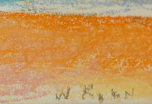 Load image into Gallery viewer, Detail of Signature: Wolf Kahn (1927-2020) A Beach in Kauai, 1994 Pastel on paper 9 x 12 inches. This is an abstract painting of a beach in Hawaii in yellow, orange, pink, cream, and green., at Manolis Projects gallery in Miami, FL