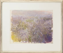 Load image into Gallery viewer, Framed: Wolf Kahn A Field of Brambly Bushes, 2005 Pastel on paper 14 x 17 inches (unframed size), This is an abstract landscape showing his painting mastery. Shades of purple are mixed with green, yellow, and cream. Available at Manolis Projects Gallery.