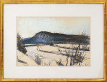 Load image into Gallery viewer, Framed:Wolf Kahn (1927-2020) Study for Winter, 1984 Pastel on paper 12 x 18 inches (unframed). This winter landscape is unusual because Kahn rarely spent winters in Vermont, so he painted very few winter landscapes. Available at Manolis Projects Gallery