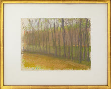 Load image into Gallery viewer, Framed:Wolf Kahn (1927-2020) Brake, 1989 Pastel on paper 9 x 12 inches Framed: 15 x 18.25 x 1 inches. This is a pastel of a treelike in greens, yellows and purple.Available at Manolis Projects Gallery Edit alt text