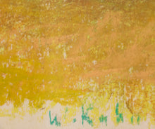 Load image into Gallery viewer, Detail of Signature: Wolf Kahn (1927-2020) Brake, 1989 Pastel on paper 9 x 12 inches Framed: 15 x 18.25 x 1 inches. This is a pastel of a treelike in greens, yellows and purple.Available at Manolis Projects Gallery