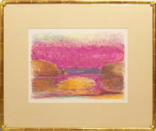 Load image into Gallery viewer, Framed:Wolf Kahn Connecticut River Sunset, 1992 Monotype ink on paper 15.5 x 22 inches Framed: 27.50 x 32.50 x 1.50 inches;Connecticut River Sunset is one of Kahn's abstract works where his fame as a colorist is evident in the use of pinks, browns, yellows, and purples.Available at Manolis Projects Gallery