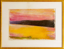 Load image into Gallery viewer, Wolf Kahn Deep Red Sunset, 1991 Pastel on paper 15 x 22 inches, Abstract landscape in pink, yellow , black, and green. Available at Manolis Projects Gallery (Unframed size)