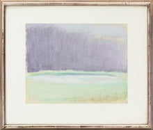 Load image into Gallery viewer, Framed:Wolf Kahn Early Morning, 1987 Pastel on paper 11 x 14 inchesThis piece is an abstract landscape with beautiful greens and purples. Available at Manolis Projects Gallery