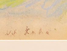 Load image into Gallery viewer, Wolf Kahn (1927-2020) In Green Camp, 1982 Pastel on paper 14 x 17 inches (unframed). This is a landscape with home in the foreground and green fields and trees in the background. The sky is a baby blue. Available at Manolis Projects Gallery.