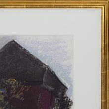 Load image into Gallery viewer, Detail Frame:Wolf Kahn (1927-2020) Million Dollar Barn, 2007 Pastel on paper 12 x 18 inches, unframed This barn is called the Million Dollar Barn because Kahn painted it so many times that he was sure that he had earned at least a million dollars from the sale of those paintings. This is a historically significant painting. The colors are rich burgundy, lilacs, greens, and blues. Available at Manolis Projects Gallery.