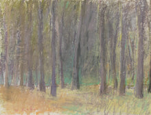 Load image into Gallery viewer, Wolf Kahn (1927-2020) Oaks, 1988 Pastel on paper 9 x 12 inches (unframed) This isi landscape of trees with greens and yellow, Available at Manolis Projects Gallery