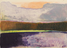 Load image into Gallery viewer, Wolf Kahn Purple/Yellow/Orange/Grey Stripes II, 1992 Monotype ink on paper 21 x 29 inches Framed: 29.50 x 37.25 x 1.50 inches;Purple/Yellow/Orange/Grey Stripes II is one of Kahn's abstract works where his fame as a colorist is evident in the use of pinks, browns, yellows, green, orange, and purples.Available at Manolis Projects Gallery