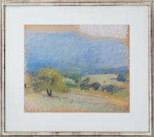 Load image into Gallery viewer, Framed:Wolf Kahn, Study for Sfumatura, 1970 Pastel on paper 14 x 17 inches- Unframed This pastel was a study for his larger Sfumatura,1978, Oil on Linen. His vibrant blue and white sky is intertwined with the green trees and hills. Available at Manolis Projects Gallery.