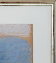 Load image into Gallery viewer, Detail of Frame and upper right corner of work:Wolf Kahn, Study for Sfumatura, 1970 Pastel on paper 14 x 17 inches- Unframed This pastel was a study for his larger Sfumatura,1978, Oil on Linen. His vibrant blue and white sky is intertwined with the green trees and hills. Available at Manolis Projects Gallery.