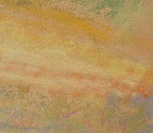 Load image into Gallery viewer, Detail of signature:Wolf Kahn, Study for Sfumatura, 1970 Pastel on paper 14 x 17 inches- Unframed This pastel was a study for his larger Sfumatura,1978, Oil on Linen. His vibrant blue and white sky is intertwined with the green trees and hills. Available at Manolis Projects Gallery.