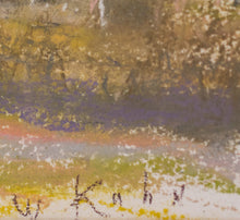 Load image into Gallery viewer, Signature:Wolf Kahn The Start of Covey Road, 2000 Pastel on paper 11 x 14 inches This landscape has a royal blue sky, juxtaposing the olive and greens of the trees. Kahn weaves purples and oranges onto the green of the grass. Available at Manolis Projects Gallery.