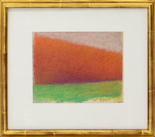 Load image into Gallery viewer, Framed:Wolf Kahn (1927-2020) Tree Wedge, Red/Orange, 1994 Pastel on paper 8 x 10 inches This Abstract of a landscape is truly spectacular with its vibrant greens, red, oranges, yellows, and cream. This Wolf Kahn at his best. Available at Manolis Projects Gallery