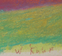 Load image into Gallery viewer, Signature Detail: Wolf Kahn (1927-2020) Tree Wedge, Red/Orange, 1994 Pastel on paper 8 x 10 inches This Abstract of a landscape is truly spectacular with its vibrant greens, red, oranges, yellows, and cream. This Wolf Kahn at his best. at Manolis Projects Gallery