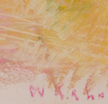 Load image into Gallery viewer, Signature:Wolf Kahn (1927-2020) Uphill Path - Apple Pie Ridge (VA), 1989 Pastel on paper 30 x 40 inches Wolf Kahn is known for his fusion of color, spontaneity and loose brush strokes, which create the luminous and vibrant atmospheric landscapes and color fields. Kahn’s unique blend of American Realism and the formal discipline of Color Field painting sets the work of Wolf Kahn apart from his contemporaries. Available at Manolis Projects Galler
