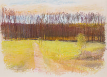 Load image into Gallery viewer, Wolf Kahn (1927-2020) Uphill Path - Apple Pie Ridge (VA), 1989 Pastel on paper 30 x 40 inches Wolf Kahn is known for his fusion of color, spontaneity and loose brush strokes, which create the luminous and vibrant atmospheric landscapes and color fields. Kahn’s unique blend of American Realism and the formal discipline of Color Field painting sets the work of Wolf Kahn apart from his contemporaries. Available at Manolis Projects Gallery