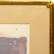 Load image into Gallery viewer, Detail Frame:Wolf Kahn Purple/Yellow/Orange/Grey Stripes, 1992 Monotype ink on paper 21 x 29 inches Framed: 30.50 x 38 x 1.50 inches Wolf Kahn has stated that one of his favorite artistic mediums is the monotype because the combination of techniques showcases both his drawing and painting skills. Available at Manolis Projects