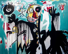 Load image into Gallery viewer, Argentinian artist Fernanda Lavera, Huyendo II, 2019, Acrylic on canvas, 77 x 97 inches, Graffiti and Street Art for Sale at Manolis Projects Art Gallery, Miami, Fl