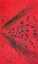 Load image into Gallery viewer, J. Steven Manolis (b. 1948 - ) REDWORLD Masculine, 2016, Acrylic and Latex Enamel on Canvas, 120 x 72 inches, Red Abstract Art, Large Abstract Wall Art for sale at Manolis Projects Art Gallery, Miami, Fl