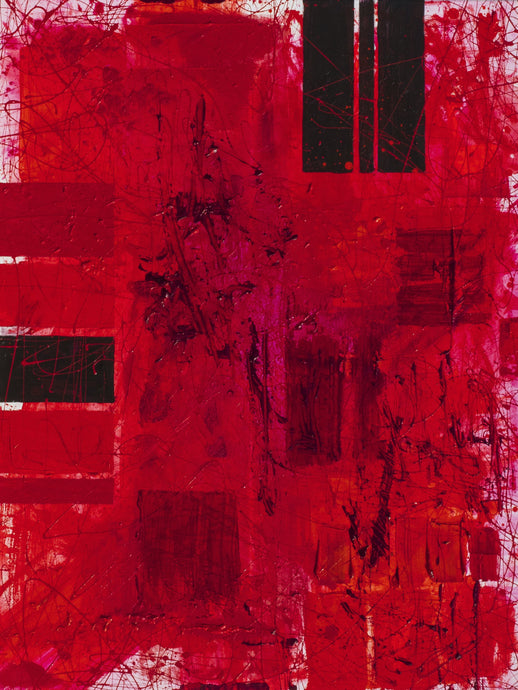 J. Steven Manolis, REDWORLD-diptych, 2019.02, acrylic and latex enamel on canvas, 48 x 36 inches, Red and Black Abstract, Abstract expressionism art for sale at Manolis Projects Art Gallery, Miami, Fl