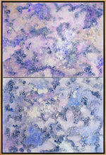 Load image into Gallery viewer, Jill Krutick Petals, 2017 Acrylic on canvas,  48 x 72 inches in  2 panels, 48 x 36 inches each.  Sold Framed: 50 x 74 inches   Jill Krutick is a contemporary abstract expressionist whose paintings trace the artist’s joyful path of self-discovery and creative exploration. Using only texture, form, and color, the artist suggests the intense beauty and constant flux of nature: galaxies, skies, blossoms, and tides. Influenced by modern and contemporary masters such as Van Gogh, Monet, and Rothko, Krutick combin
