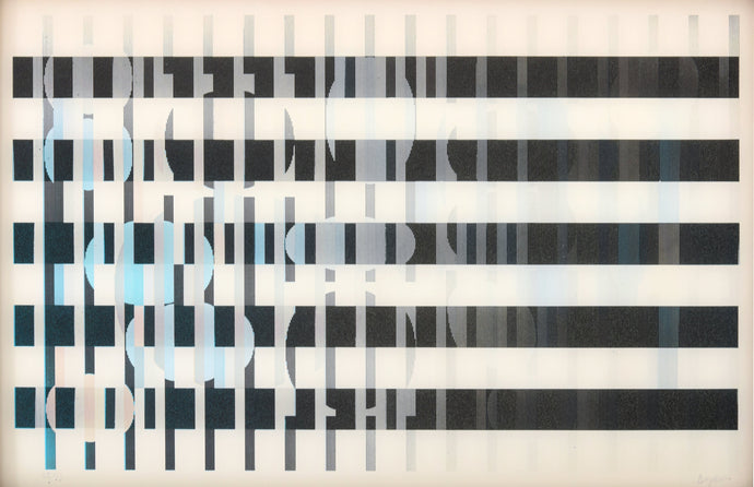 Yaacov Agam (b.1928-) Agamograph #123, 1995 Screenprint on Acrylic 12 x 17 inches  Framed Dimensions: 19.25 x 24.5 inches Edition 28/99  Hand signed and numbered by artist.  Agam was pioneer in kinetic art and the inventor of the agamograph, a brightly colored type of print that appears to shapeshift before a viewer’s eyes.  For sale at Manolis Projects Gallery in Miami, FL