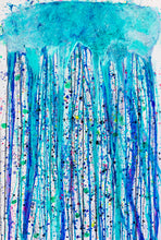 Load image into Gallery viewer, J. Steven Manolis (B. 1948 - )  Jellyfish, 2014  48 x 30 inches  Acrylic on Canvas  J. Steven Manolis, is an American abstract expressionist artist who paints in both watercolors and acrylics on canvas. He is fascinated by the tropical flora and fauna of Florida, where he lives. Jellyfish is one of his many seascapes.
