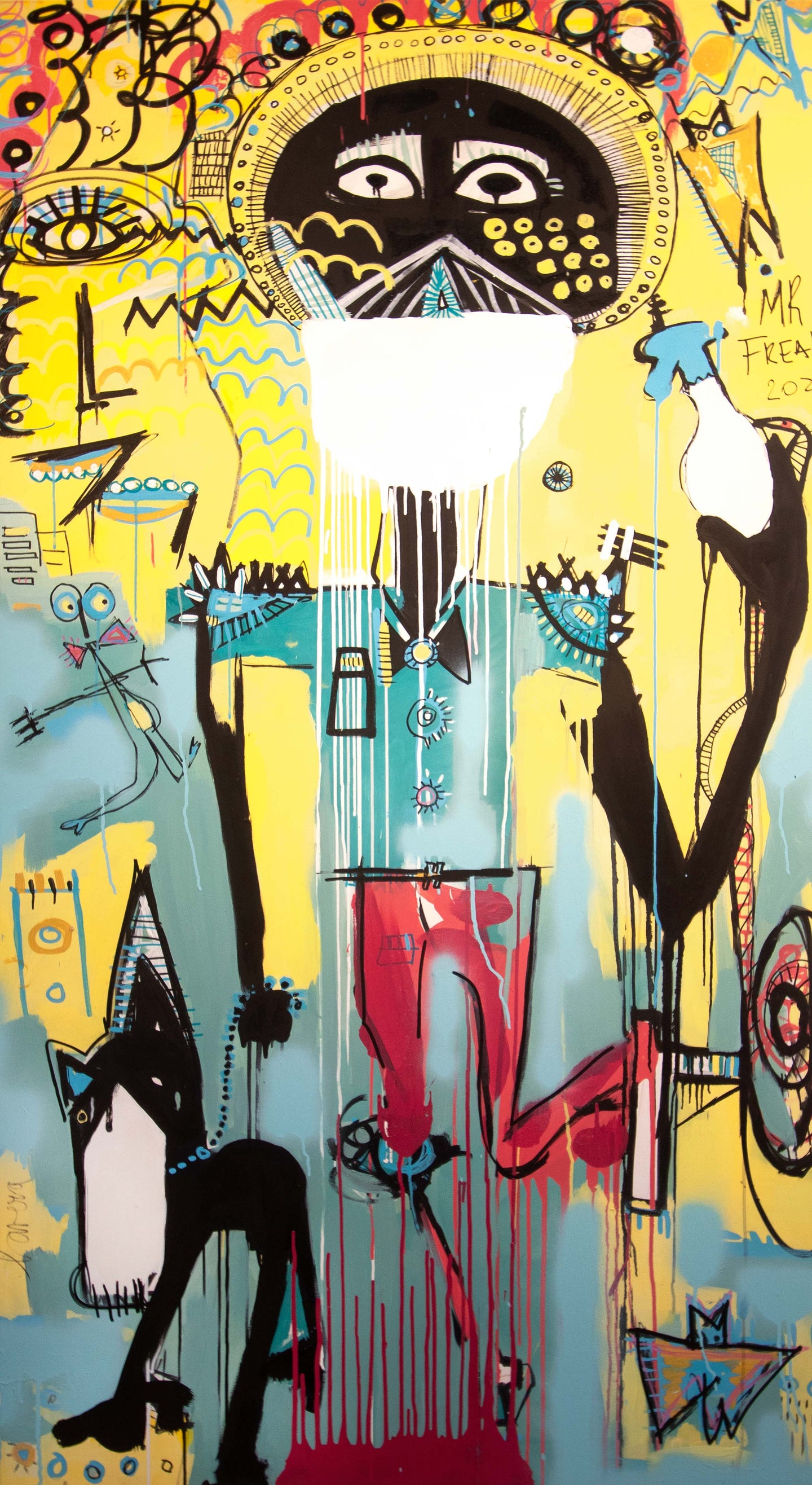 Argentinian artist Fernanda Lavera, Mr Freak, 2020, 79 x 43 inches, Acrylic and Oil on canvas, Graffiti and Street Art for Sale at Manolis Projects Art Gallery